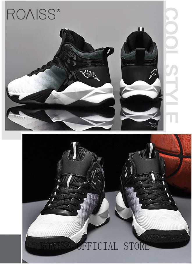 roaiss - Ombre Lace-up Front Basketball Shoes, Sporty Outdoor Sports Shoes Men's Sneakers Running Breathable Shoes - Image 1