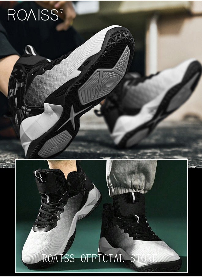 roaiss - Ombre Lace-up Front Basketball Shoes, Sporty Outdoor Sports Shoes Men's Sneakers Running Breathable Shoes - Image 1