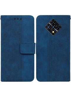 Case Cover For For Infinix Zero 8 X687 Geometric Embossed Leather Phone Case(Blue)