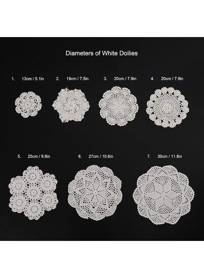 kilofly 14 pcs Cotton Crochet Doilies 4"-11.5" Handmade White Beige Placemats - Image 3