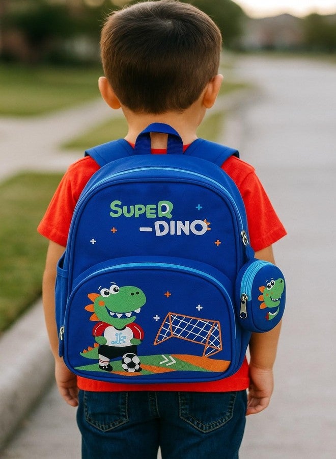 ZEVORA Kids Backpack - Cartoon Super Dino Design (Blue) Waterproof Shoulder Bag (Light Blue, 11 inch) - Image 2