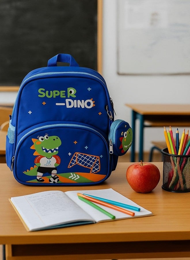 ZEVORA Kids Backpack - Cartoon Super Dino Design (Blue) Waterproof Shoulder Bag (Light Blue, 11 inch) - Image 5