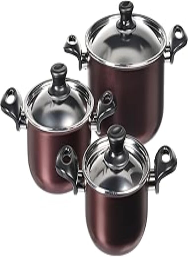 Trueval Teflon cookware set 6 pieces Dark red 16-18-24 PS6DR