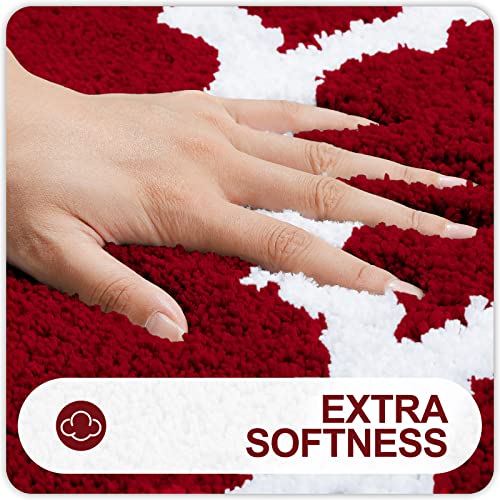 OLANLY Bathroom Rugs Set 2 Piece, Microfiber Bath Shower Mat and U-Shaped Toilet Rug, Machine Wash Dry, Non-Slip Absorbent Shaggy Bath Mats for Tub, Shower and Bathroom (30"x20"+24"x20", Burgundy) - Image 2