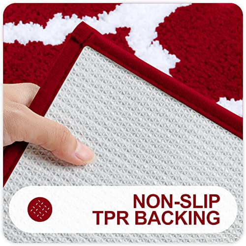 OLANLY Bathroom Rugs Set 2 Piece, Microfiber Bath Shower Mat and U-Shaped Toilet Rug, Machine Wash Dry, Non-Slip Absorbent Shaggy Bath Mats for Tub, Shower and Bathroom (30"x20"+24"x20", Burgundy) - Image 4
