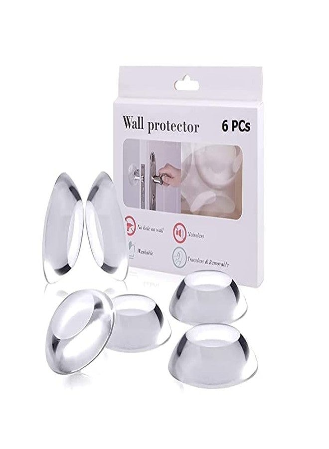 BAGILO Rubber Door Stopper Wall Protector | Round Door Knob Self Adhesive 6 Pcs Door Stopper Knob Reusable Wall Protector Shield - Image 1