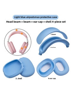 Generic For Apple Airpods Max Silicone Head Beam Protective Cover Beam Dust-proof Bluetooth Headset Ear Movers-Specifications:light Blue Four-piece Set (ear Cap Shell Of Head Beam)  - Image 1