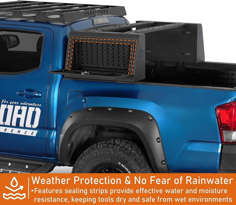Hooke Road Topsider Truck Bed Tool Box for Jeep Gladiator JT, Toyota Tacoma, Tundra, Ford F-150, Ranger, Ram 1500, Silverado 1500, Colorado, Sierra 1500, Canyon - Heavy Duty Lockable Storage Box - Image 3