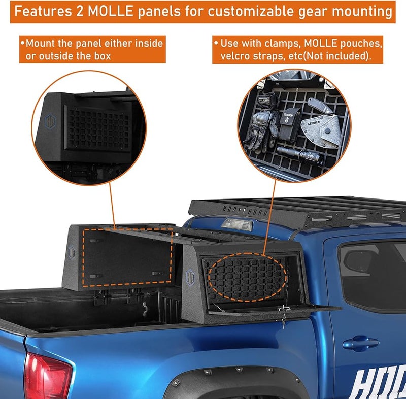 Hooke Road Topsider Truck Bed Tool Box for Jeep Gladiator JT, Toyota Tacoma, Tundra, Ford F-150, Ranger, Ram 1500, Silverado 1500, Colorado, Sierra 1500, Canyon - Heavy Duty Lockable Storage Box - Image 4