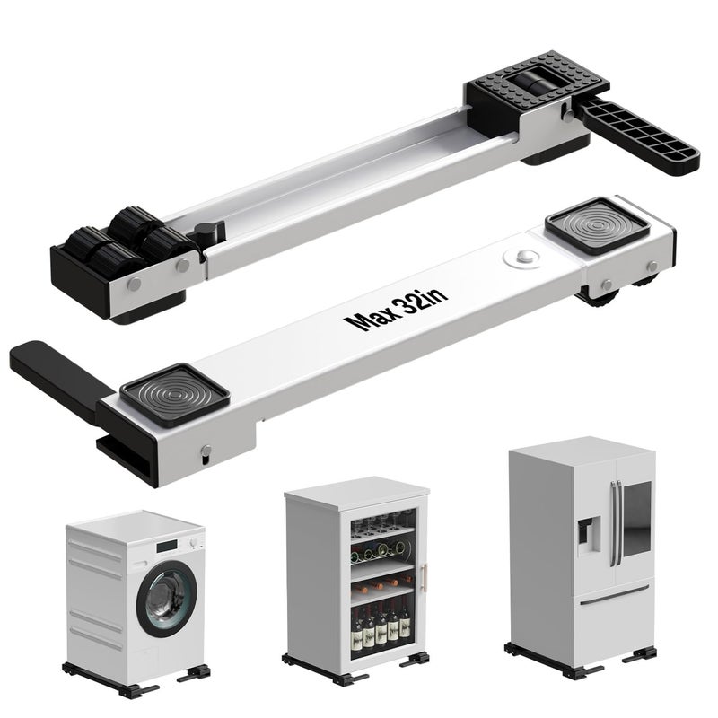 KVRG Appliance Rollers Heavy Duty,Newest Extendable Appliance Sliders,Liftable Washing Machine Base,Easily Move Washer and Dryer Machines,Refrigerators,Furniture-White - Image 1