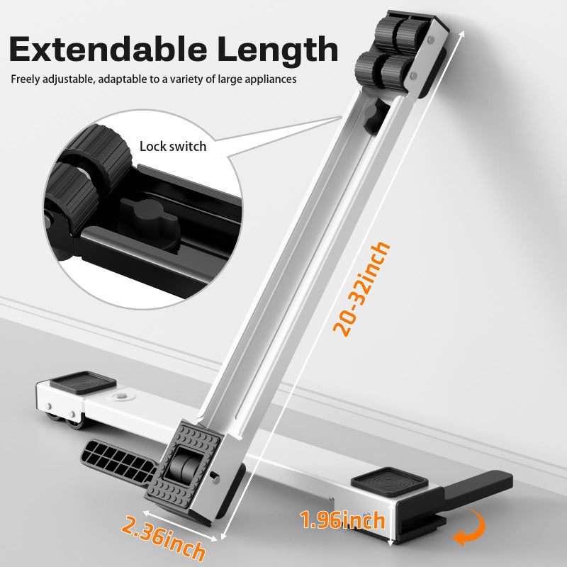 KVRG Appliance Rollers Heavy Duty,Newest Extendable Appliance Sliders,Liftable Washing Machine Base,Easily Move Washer and Dryer Machines,Refrigerators,Furniture-White - Image 2