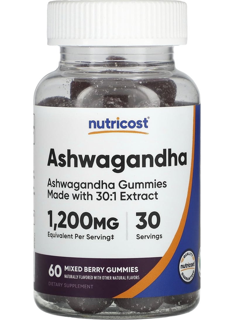 Nutricost Ashwagandha Gummies, Mixed Berry, 1,200 mg, 60 Gummies (600 mg per Gummy)