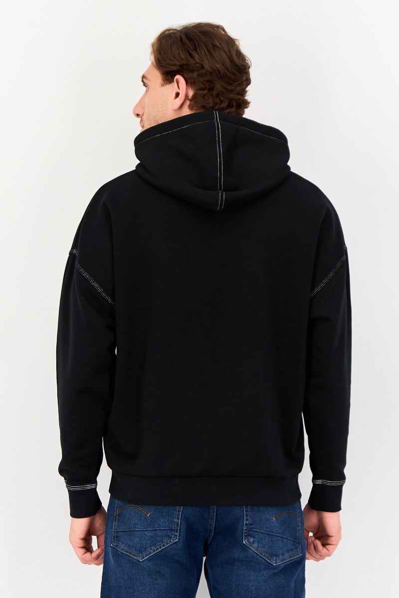 Celio Men Embroidered Long Sleeve Hoodie, Black - Image 2