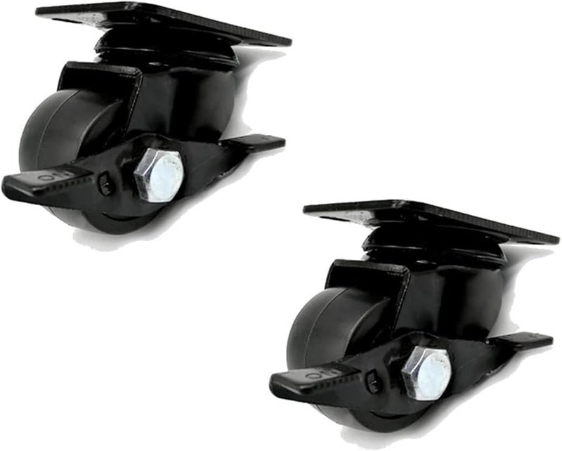 Heavy Duty 1.5 Inch Side Brake Casters 80KG Load Capacity for Carts Furniture 2Pcs - Image 2