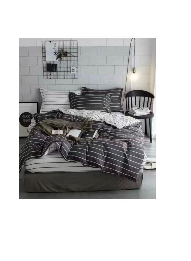 Generic - Nordic Single size Bedding Sets Luxury Bed Sheets for Children with fixed Quilt Soft cotton Comforter sets Dark striped - Image 1