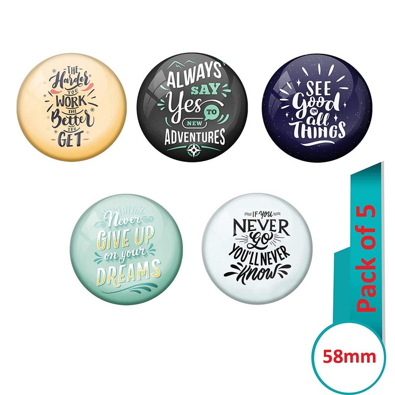AVI Multi Colour Metal Fridge Magnet with Pack of 5 Happy Positive Quotes PQ 2 Design MC5R8001198 - Image 4