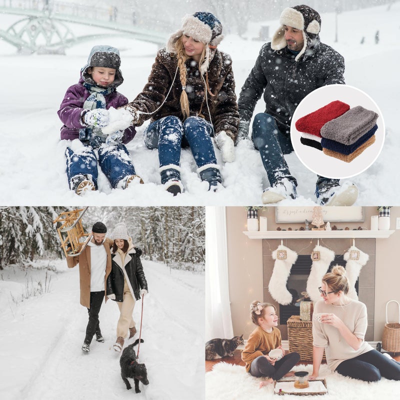 OVOV 3 Pairs White Fuzzy Socks Men Winter Warm Cozy Fluffy Slipper Socks Soft Comfy Fleece Sleep Stockings - Image 4