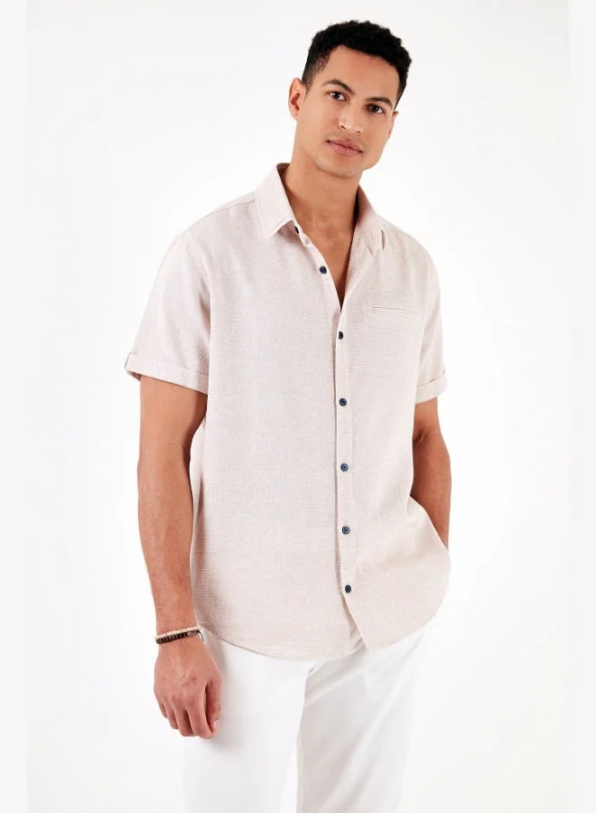 Buratti  Buratti 100% Cotton Linen Look Slim Fit Short Sleeve Shirt Men's SHIRT CF21S111766 for Men | Best Price UAE