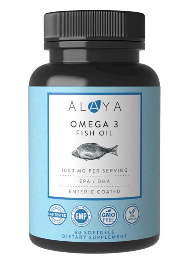 Alaya Naturals - Omega 3 Fish Oil 1000 Mcg 60 Softgels Nongmo - Image 1