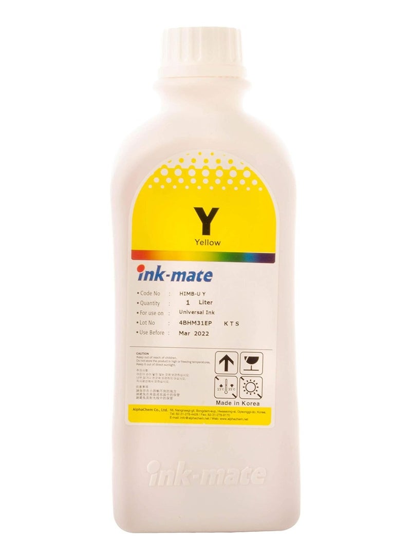 Inkmate Refill Ink for Cartridge Printers, Yellow, 1 Liter for Refilling Printer Cartridges