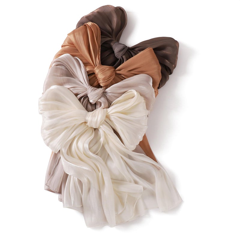 HURESON Women Premium Hijab Head Scarf Lightweight Shimmer Scarves Crepe Wedding Shawls and Wraps for Evening Dresses Shiny (Off white 15#) - Image 3