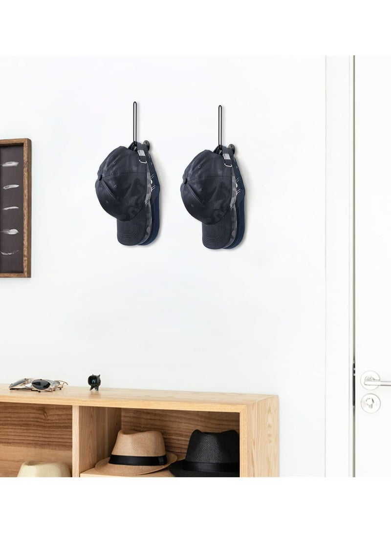 SYOSI Hat Rack for Baseball Caps, Set of 2 Wall Mounted Metal Hat Rack, Hat Holder Storage Organizer, Hat Holder, Modern L-Shaped Hat Hooks Wall Mount Hat Holder for Closet Bedroom Storage - Image 2