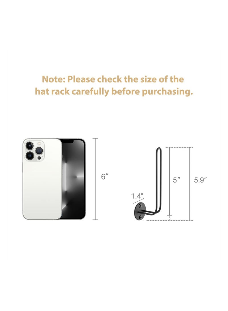 SYOSI Hat Rack for Baseball Caps, Set of 2 Wall Mounted Metal Hat Rack, Hat Holder Storage Organizer, Hat Holder, Modern L-Shaped Hat Hooks Wall Mount Hat Holder for Closet Bedroom Storage - Image 5