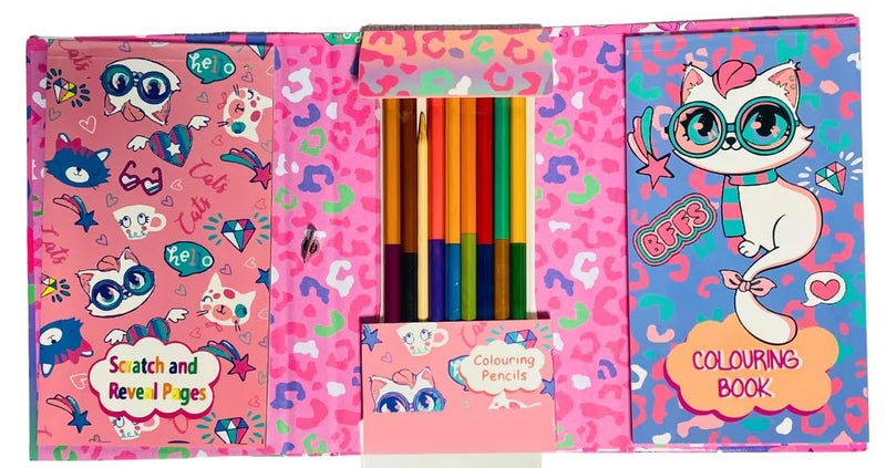 SHREE TECHNESH®Funny Cartoon Printed Coloring Kit with Coloring Book and Scratch Book for Kids - Image 1
