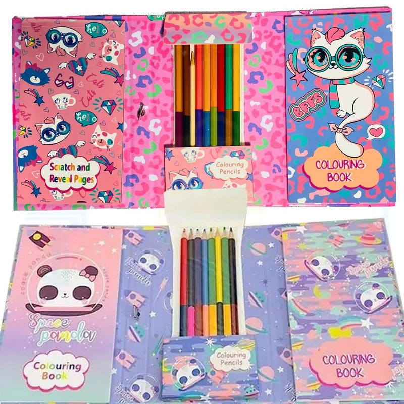 SHREE TECHNESH®Funny Cartoon Printed Coloring Kit with Coloring Book and Scratch Book for Kids - Image 5
