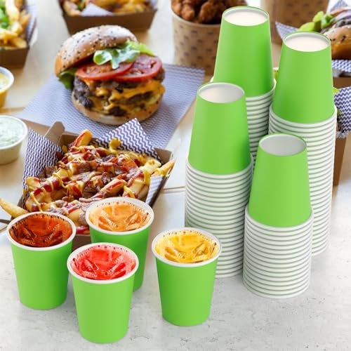 Unique Party Lime Green Solid Paper Cups - 9 oz (Pack of 14) - Elegant & Eco-Friendly Party Drinkware - Perfect for Birthdays, Showers, & Special Celebrations - Image 2