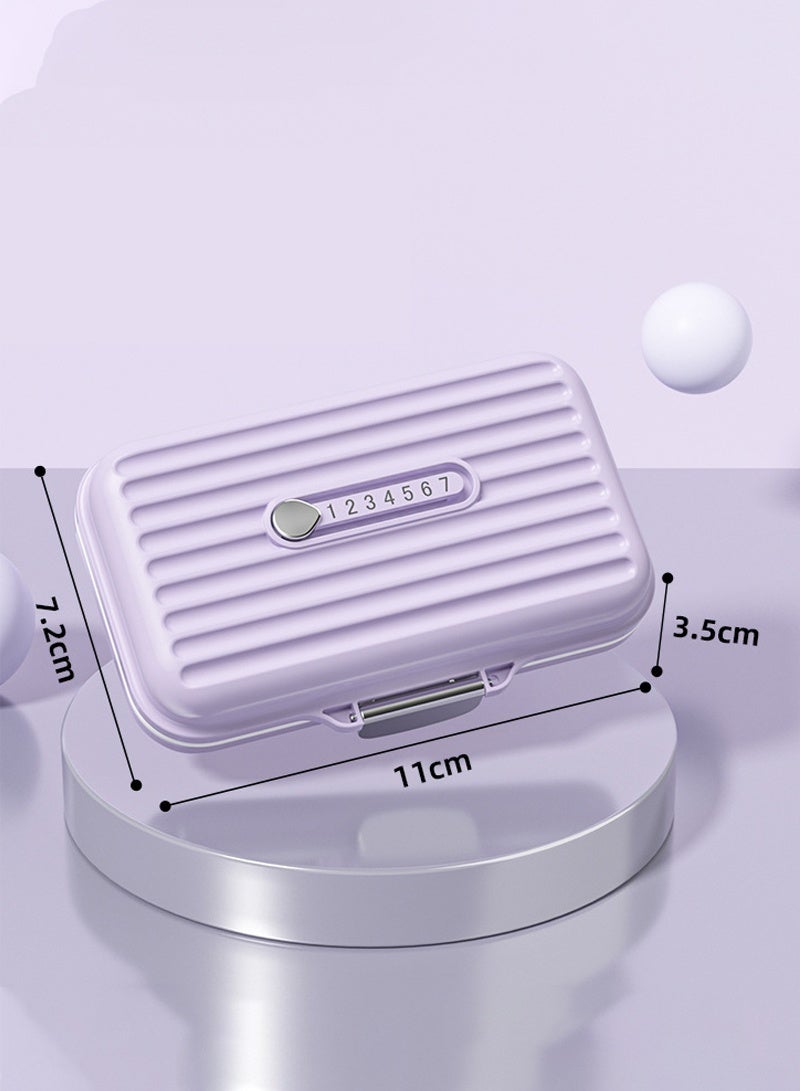 لبونير منظم أقراص للسفر، علبة أقراص محمولة لحفظ الأقراص لمدة 7 أيام علبة أقراص مضادة للرطوبة وحافظة فيتامينات يومية مضادة للرطوبة للفيتامينات والمكملات الغذائية ومتعقب الأدوية (بنفسجي كبير) - Image 2