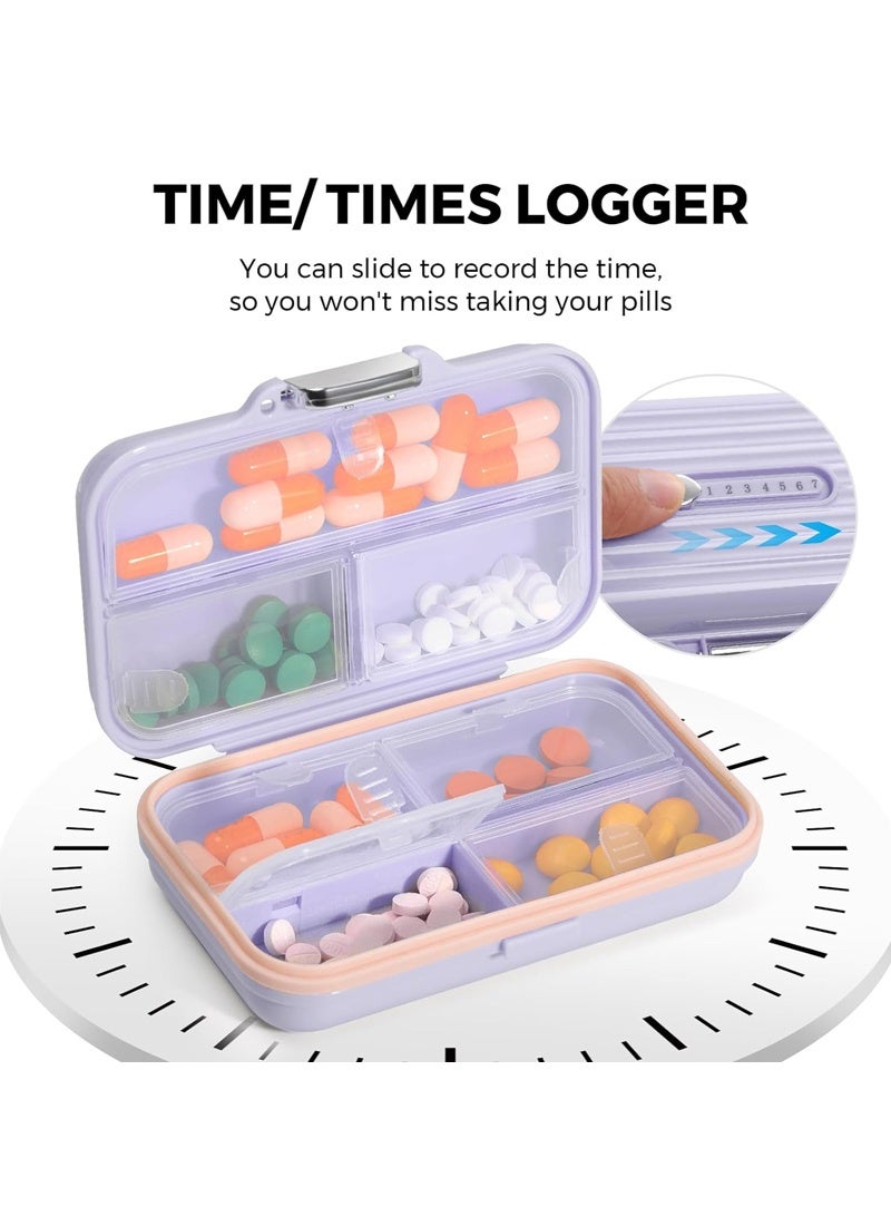 لبونير منظم أقراص للسفر، علبة أقراص محمولة لحفظ الأقراص لمدة 7 أيام علبة أقراص مضادة للرطوبة وحافظة فيتامينات يومية مضادة للرطوبة للفيتامينات والمكملات الغذائية ومتعقب الأدوية (بنفسجي كبير) - Image 5