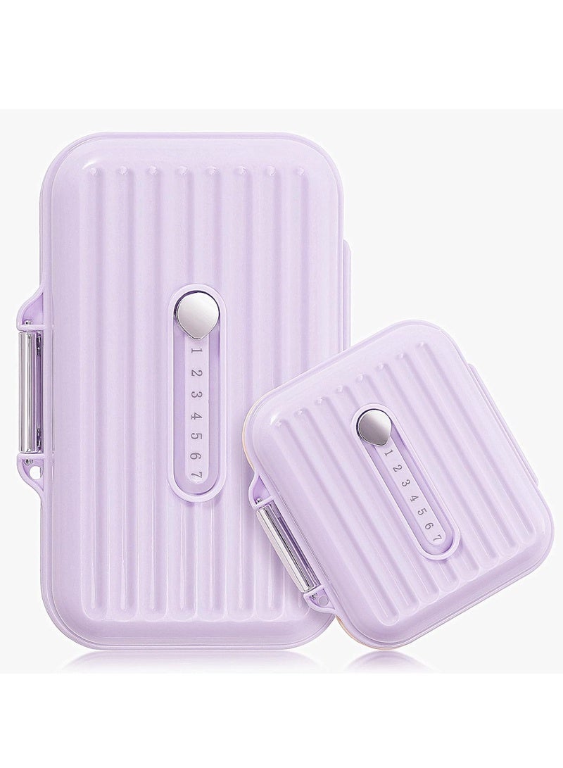 لبونير منظم أقراص للسفر، علبة أقراص محمولة لحفظ الأقراص لمدة 7 أيام علبة أقراص مضادة للرطوبة وحافظة فيتامينات يومية مضادة للرطوبة للفيتامينات والمكملات الغذائية ومتعقب الأدوية (بنفسجي كبير) - Image 4