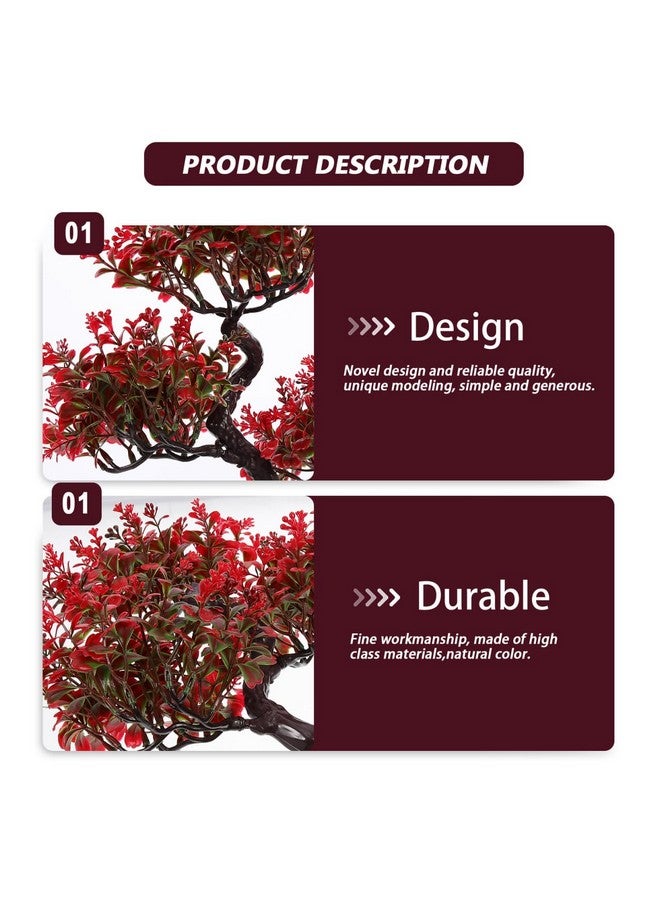 دويتول شجرة بونساي اصطناعية من DOITOOL، نبات صناعي صغير أحمر اللون، نبات صناعي داخلي في وعاء، مناسب لطاولة المنزل والمكتب وغرفة النوم وغرفة المعيشة وديكورات المزرعة، ارتفاع 14 بوصة - Image 4