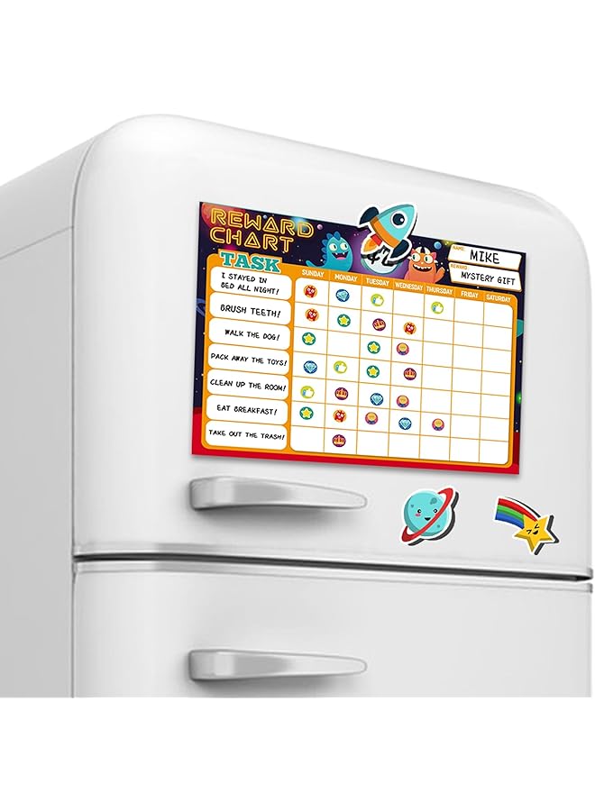 erorex Kids Behavior Reward Chart With 26 Chore Charts And 2280 Stickers Motivate Responsibility And Good Habits Family Planner Educational Routine Behavior Chart White Board Wall For Home Office  - Image 1