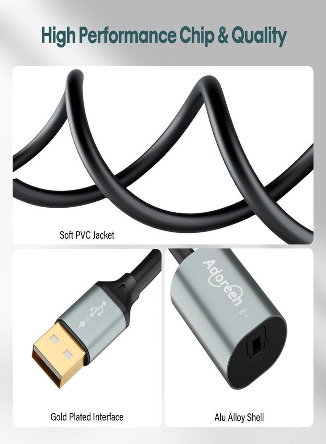 Adoreen Male USB A 2.0 to Female Toslink Digital Optical Audio Cable Adapter 0.6 Ft, USB to SPDIF Port Fiber Optic Converter, for Laptop Computer PC PS5/PS4, NOT for TV Or Other-Unidirectional - Image 3