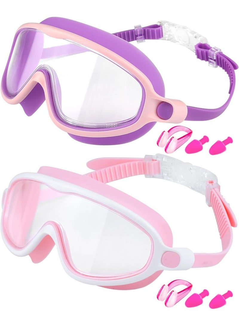 Oasisgalore 2-Pack Swim Goggles, Wide View Anti Fog Swimming Goggles for Girls, No Leaking Summer Gifts for Men Women Kid - Image 1