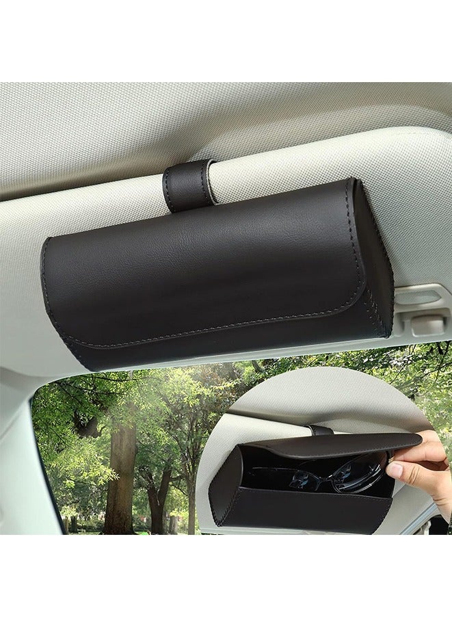 Generic Universal Car Sunglass Case Holder with Hidden Magnetic Closure,Leather Glasses Storage Case for Vehicle Visor Accessories  - Image 1