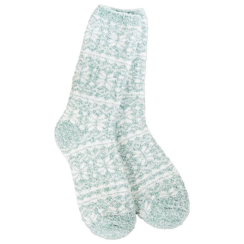 World's Softest Winter Cozy Crew Socks, One Size Fits Most (Fair Isle Green)