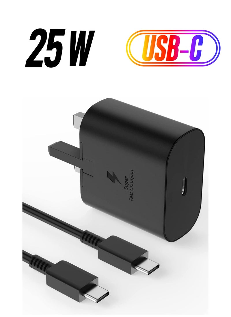25W Fast Charger for compatible  Samsung Galaxy S22, S22Ultra, S22+, S21, S20, A32, A33, A53, A73, USB C Super Fast Charger Pluge with 1.5m Type C Charging Cable