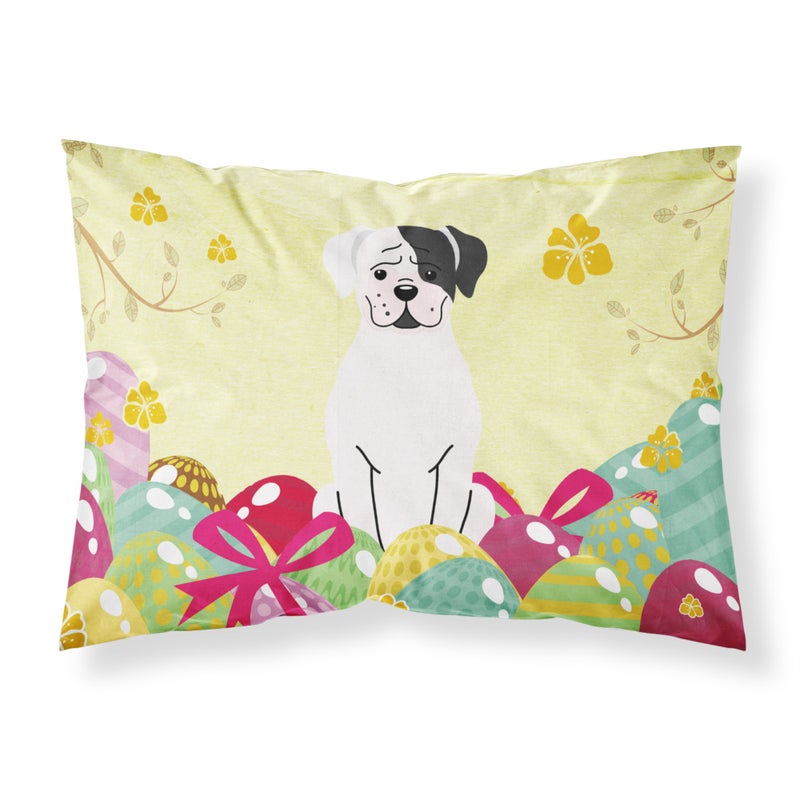 Caroline's Treasures Easter Eggs White Boxer Cooper Fabric Standard Pillowcase 