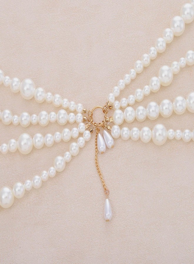RECTYO GALLERY 1 Pcs Premium white Pearl Waist Chain Layered Belly Body Chains Bikini Belly Chain Beach Rave Party Body Accessories for Women and Girls Pearl - Image 5