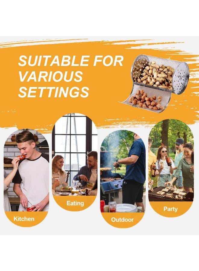 Arabest Stainless Steel 360° Rotating Grill Basket, Automatic Rotisserie for Outdoor BBQ, Chicken Wings, Vegetables, and More (D-23 * 14cm), Baking Basket + Screw + Shaft - Image 4