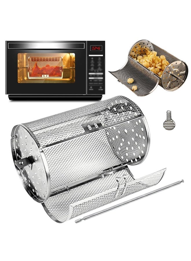 Arabest Stainless Steel 360° Rotating Grill Basket, Automatic Rotisserie for Outdoor BBQ, Chicken Wings, Vegetables, and More (D-23 * 14cm), Baking Basket + Screw + Shaft - Image 1