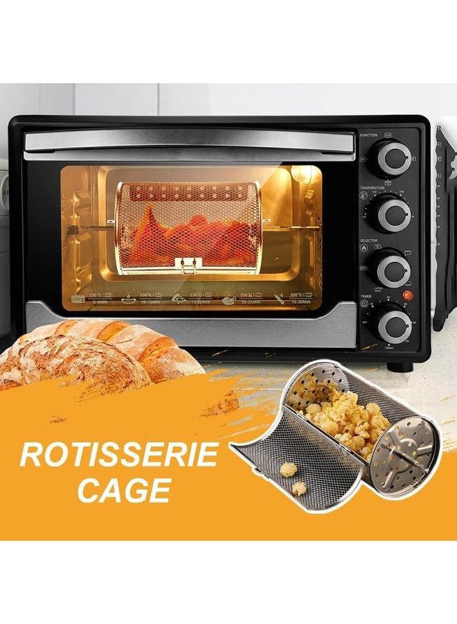 Arabest Stainless Steel 360° Rotating Grill Basket, Automatic Rotisserie for Outdoor BBQ, Chicken Wings, Vegetables, and More (D-23 * 14cm), Baking Basket + Screw + Shaft - Image 3