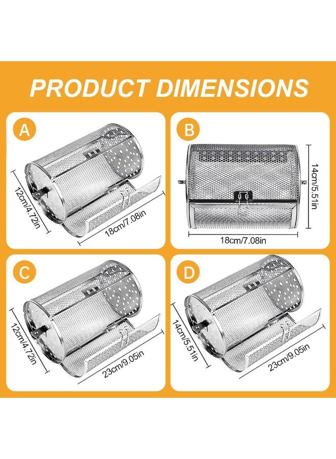 Arabest Stainless Steel 360° Rotating Grill Basket, Automatic Rotisserie for Outdoor BBQ, Chicken Wings, Vegetables, and More (D-23 * 14cm), Baking Basket + Screw + Shaft - Image 2