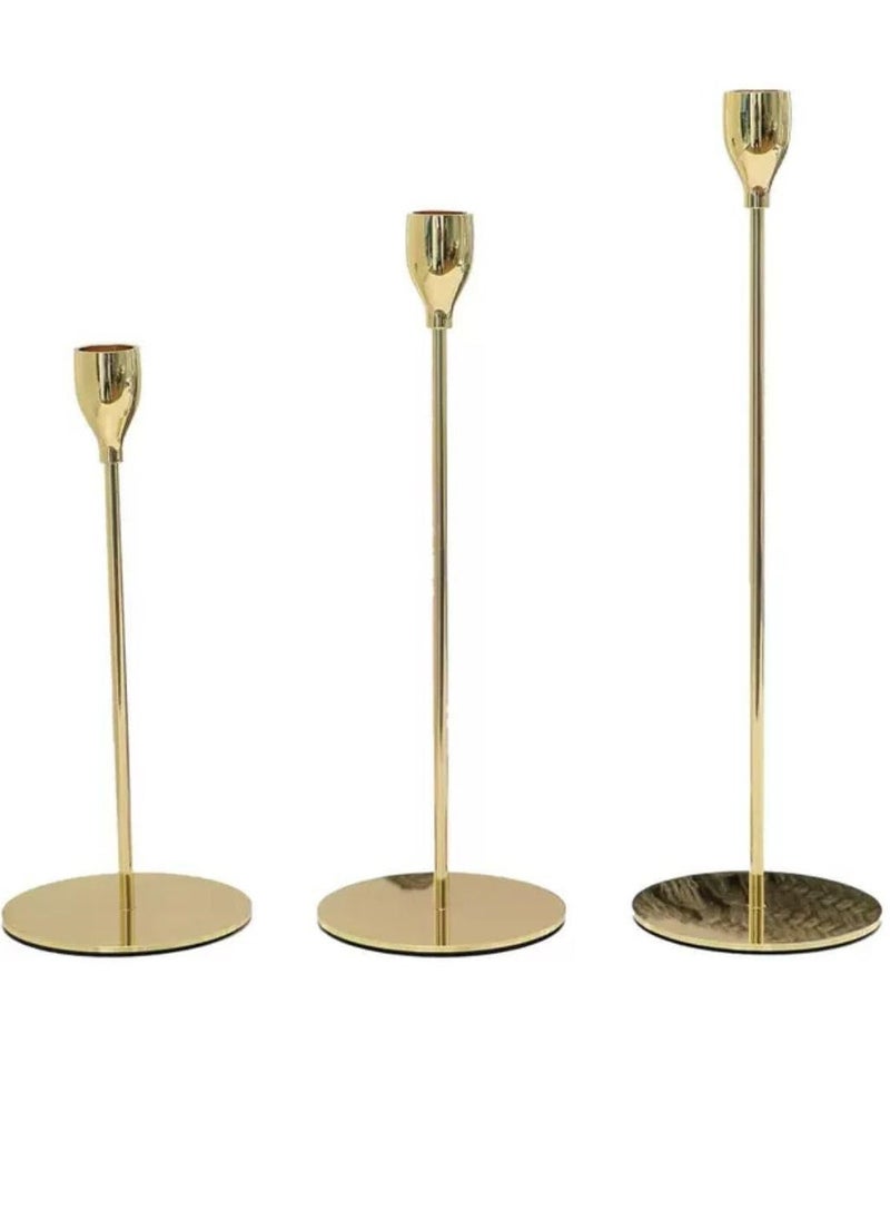 Generic Candle Holders Set of 3 Candlestick Holder, Modern Decorative Metal Candle Stands Size : 24 - 29 - 34 cm  - Image 1