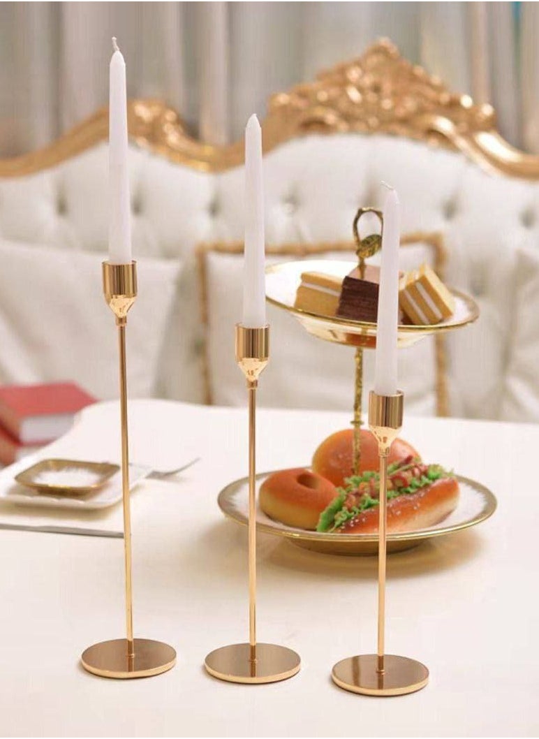 Generic Candle Holders Set of 3 Candlestick Holder, Modern Decorative Metal Candle Stands Size : 24 - 29 - 34 cm  - Image 2
