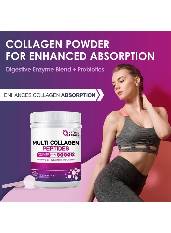 NATURE TARGET Multi Collagen Peptides Powder - Type I, II, III, V, X - Hydrolyzed Collagen Peptides with Vitamin C Hyaluronic Acid, Supports Skin Hair Nail & Joint, Grass-Fed, Non-GMO, 35 Servings - Image 5