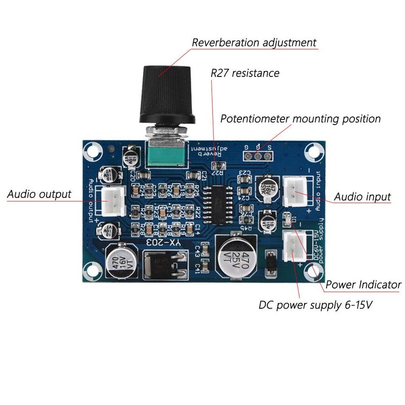 PT2399 Microphone Reverberation Board Single Channel Audio Amplifier Module DC6 15V - Image 5